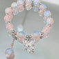 1pc Fashionable Elegant Exquisite Girly Style Double Butterfly Glass Bead Bracelet, Suitable for Spring Summer Wear And Gift
