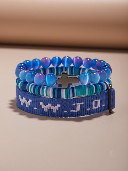 Wwjd Beaded Bracelet With Cross Charm, Exquisite Religious Jewelry Gift For Birthday, Cross Bracelets