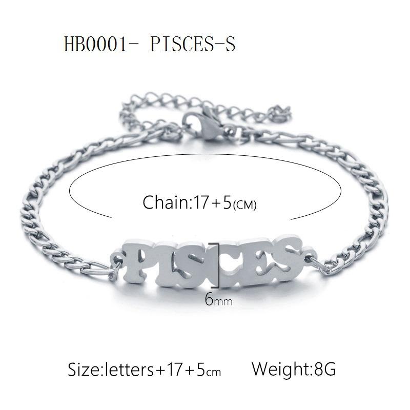 Women's 3:1 Fergal Constellation Bracelets for Women - Hypoallergenic Tarnish Proof Stainless Steel, Waterproof, English Letter Accents, Golden & Silvery Metal Chain Link, Zodiac Signs Female All Seasons Daily Wear Costume Jewelry