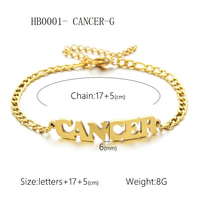 Women's 3:1 Fergal Constellation Bracelets for Women - Hypoallergenic Tarnish Proof Stainless Steel, Waterproof, English Letter Accents, Golden & Silvery Metal Chain Link, Zodiac Signs Female All Seasons Daily Wear Costume Jewelry