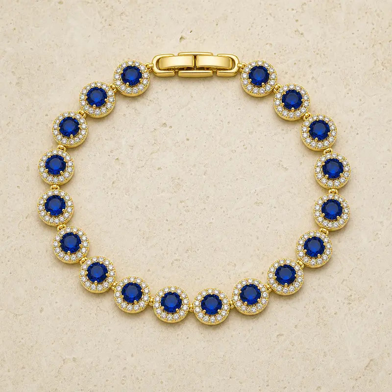 Halo Tennis Bracelet for Women, Sparkling Linked Statement Jewelry for Weddings and Evening Wear