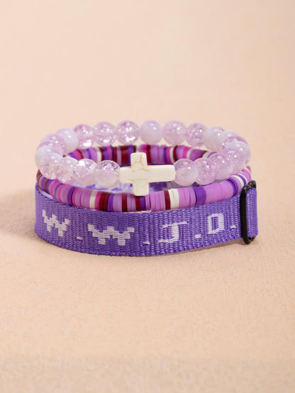 Wwjd Beaded Bracelet With Cross Charm, Exquisite Religious Jewelry Gift For Birthday, Cross Bracelets
