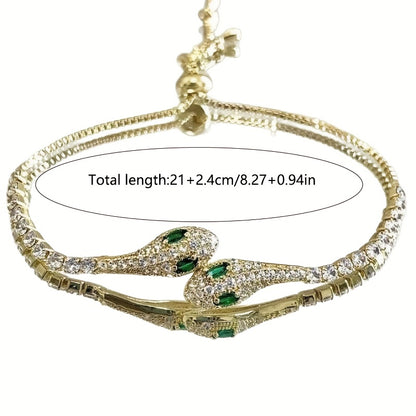 Individual Zirconia Snake Flower, Light Luxury Premium Feel Serpent Bangle, Women'S Fashion Temperament Niche Design Hand Jewelry