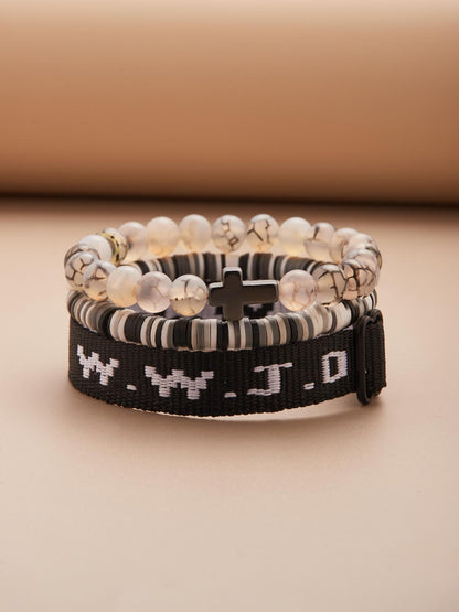Wwjd Beaded Bracelet With Cross Charm, Exquisite Religious Jewelry Gift For Birthday, Cross Bracelets