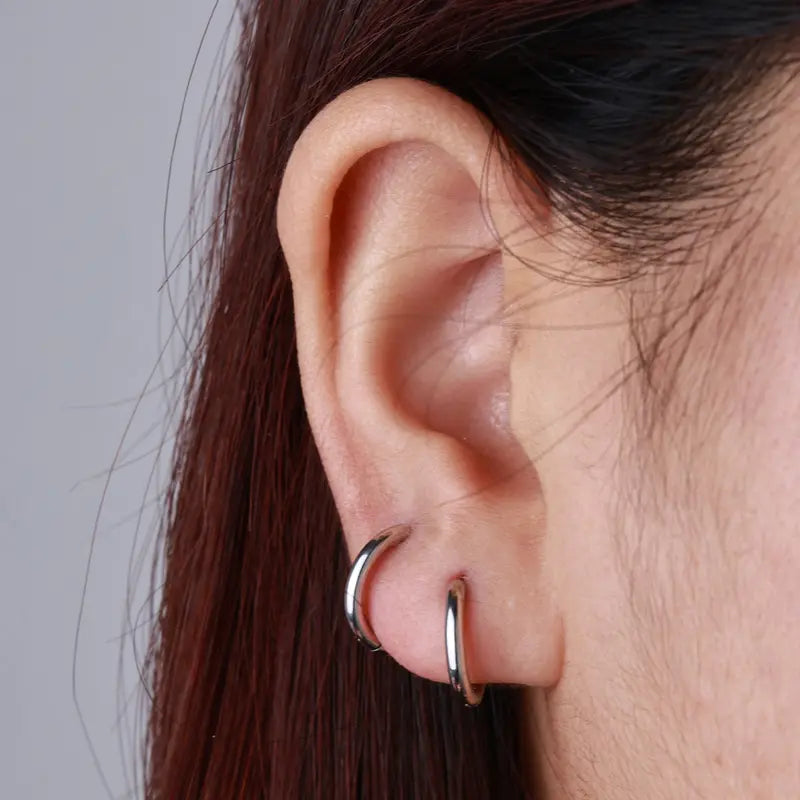 ENVYOU CZ 316L Surgical Steel Circular Huggie Hoops Earrings Set - 5 Pairs, Corrosion Resistant, Hypoallergenic, Lightweight Minimalist, Flexible Clasp Sleepers for Women (6/8/10/12/14mm, Sensitive Ears Friendly, Ear Stacking, Men's Accessories)