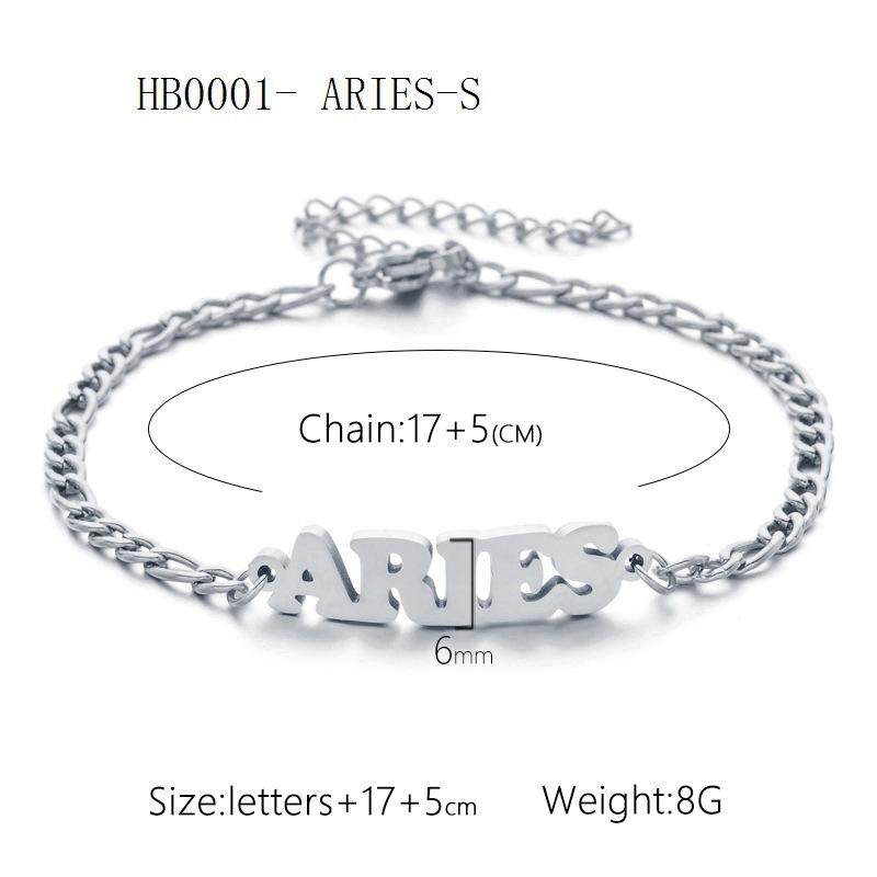 Women's 3:1 Fergal Constellation Bracelets for Women - Hypoallergenic Tarnish Proof Stainless Steel, Waterproof, English Letter Accents, Golden & Silvery Metal Chain Link, Zodiac Signs Female All Seasons Daily Wear Costume Jewelry