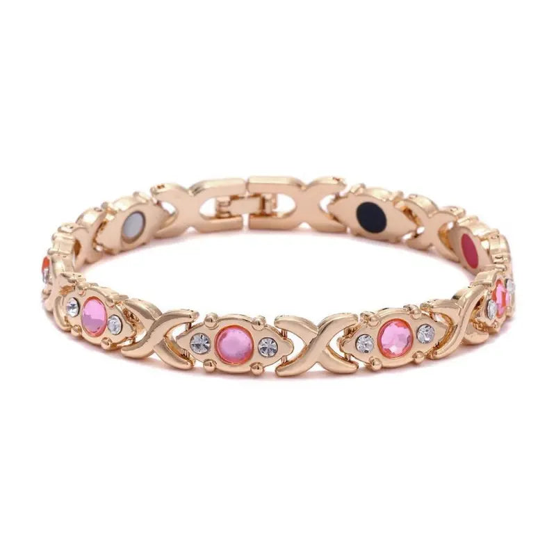 Women's leaf bracelet, pure copper magnetic bracelet with diamonds, outdoor fun, best gifts for Christmas,UU