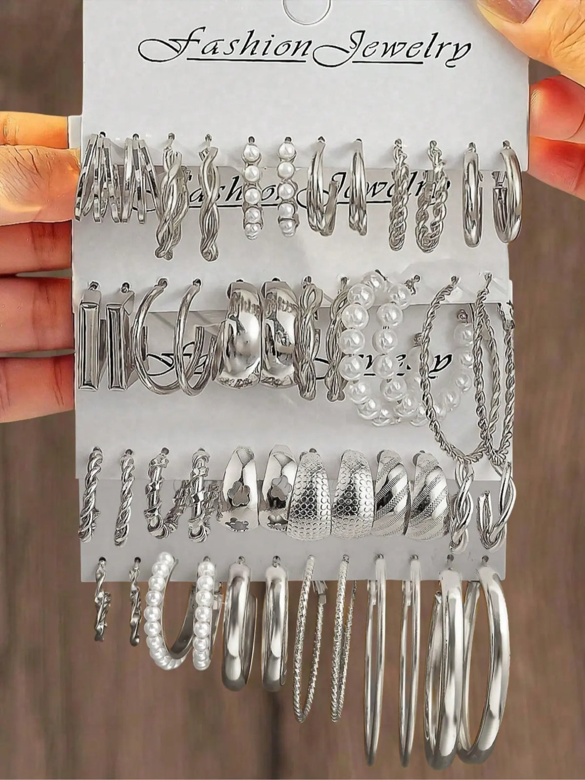48pcs Women's Bohemian Geometric Earring Set with Imitation Pearls, Faux Pearl and Hollow Flower Design, Fashion Earrings, Stylish Jewelry for Daily Wear and Parties