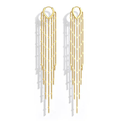 Tewiky 14K Gold Plated Long Tassel Earrings for Women,Chain Tassel Threader Earrings Trend Dangling,Trendy Hypoallergenic Bride Party Prom Jewelry and Women Gifts For Mother's Day gifts