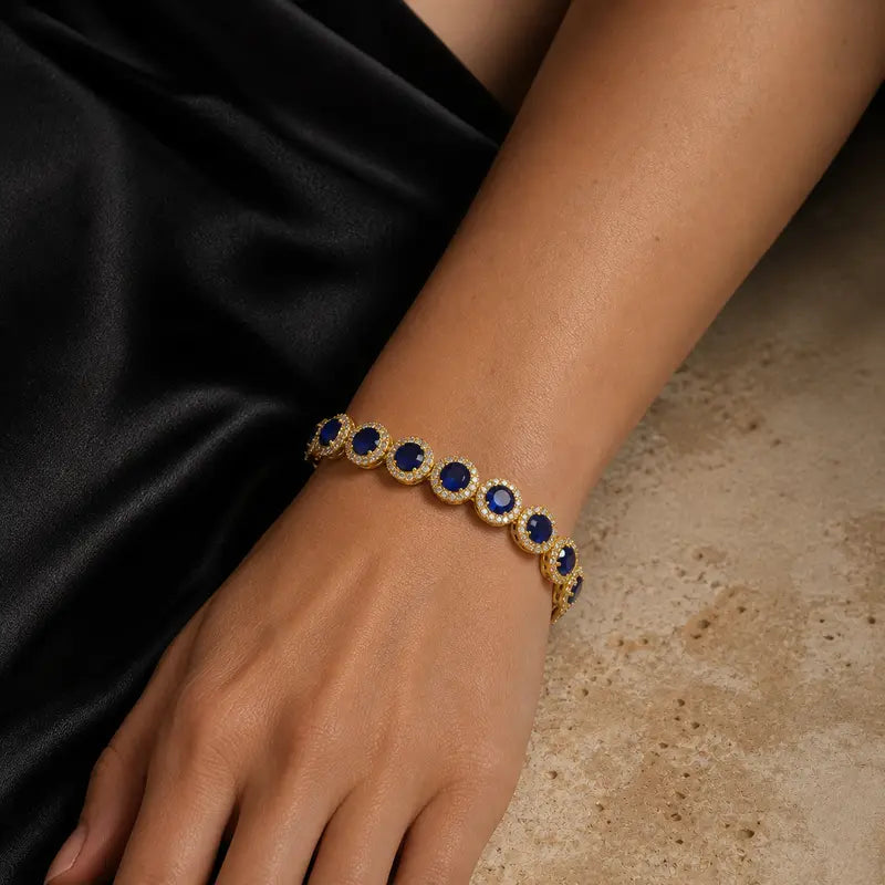 Halo Tennis Bracelet for Women, Sparkling Linked Statement Jewelry for Weddings and Evening Wear