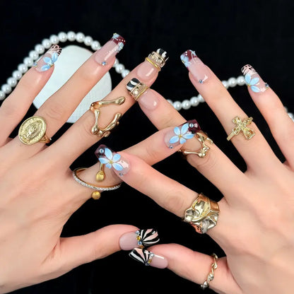 NailVesta GILDED NILE – 100% Handcrafted 3D Press-On Nails | Reusable, Long-Lasting, Salon-Quality Purified Acrylic Dip Powder Halo Mined Removable