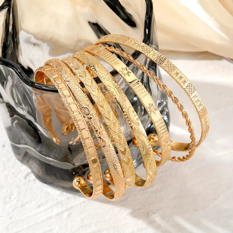 7-piece gold bracelet set, multi-layer adjustable women's bracelet set, suitable for teen girls Christmas gift bracelets Multilayered Bangles Boho Style Bangles
