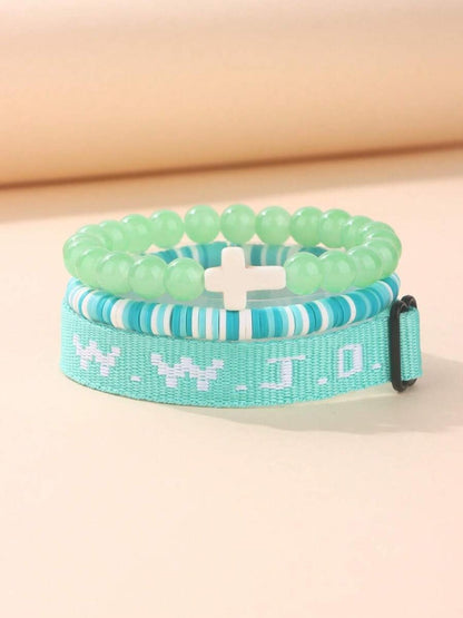 Wwjd Beaded Bracelet With Cross Charm, Exquisite Religious Jewelry Gift For Birthday, Cross Bracelets