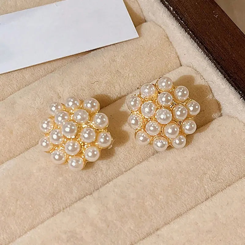 Women's 6-Pair Retro Elegant Hong Kong-Style Glossy Round Square Studs Set, Fashionable Earrings, Fine Stud Earrings, Elegant Jewelry Accessory, Costume Jewelry for Women
