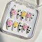 10Pcs Handmade Press On Nails Reusable Medium Handmade Acrylic Press Nails New Summer Collection, Cute Elegant Luxury Cat Eye Design, Ocean Inspired, High Quality Soft Sophisticated Look for Women Nail Art