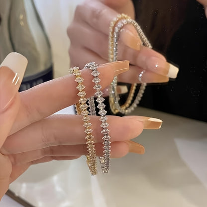 Charm Tennis Bracelet Luxury Roman Geometric Zirconia Stone Chain Bracelets for Women Trendy Goth Full Zirconia Marquise Trendy Wedding Jewelry Gift