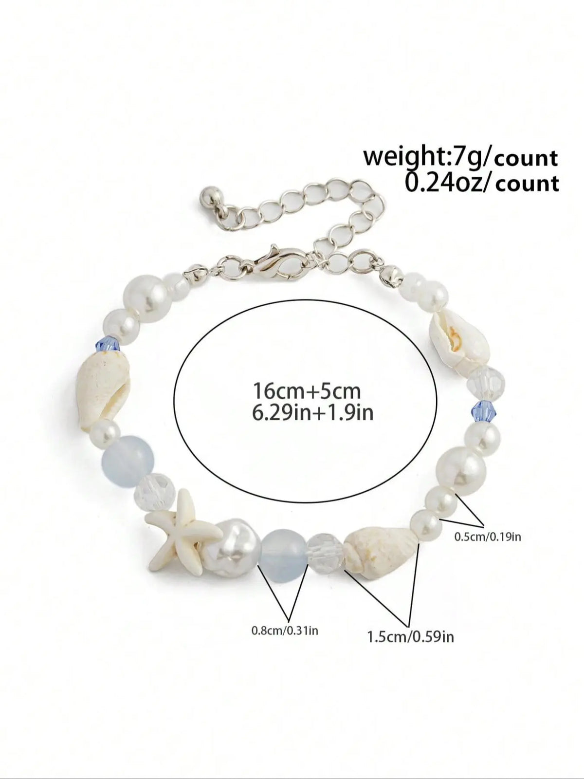 Boho Style Shell & Starfish & Faux Pearl Decorated Bracelet, Fashionable Jewelry for Women & Girls, Pretty Bracelet, Trendy All-match & Exquisite Jewelry for Birthday Gift, Trendy Jewellery Accessories, Pearl Beaded Bracelet, Aesthetic Jewelry