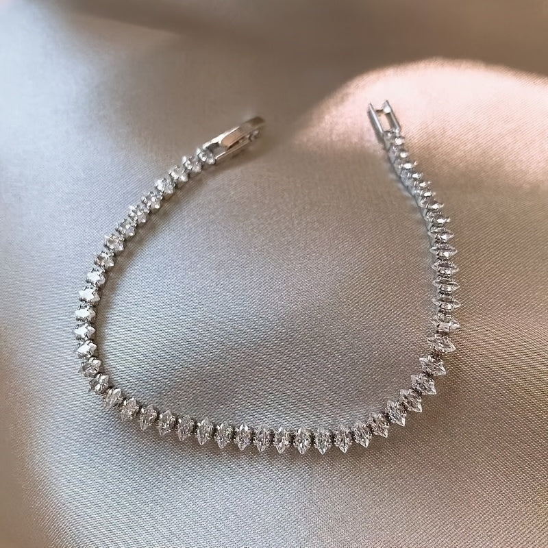 Charm Tennis Bracelet Luxury Roman Geometric Zirconia Stone Chain Bracelets for Women Trendy Goth Full Zirconia Marquise Trendy Wedding Jewelry Gift