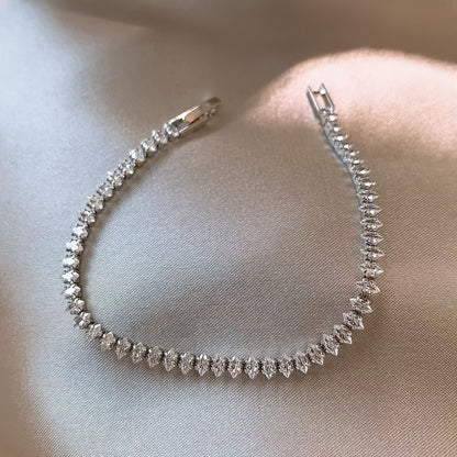 Charm Tennis Bracelet Luxury Roman Geometric Zirconia Stone Chain Bracelets for Women Trendy Goth Full Zirconia Marquise Trendy Wedding Jewelry Gift