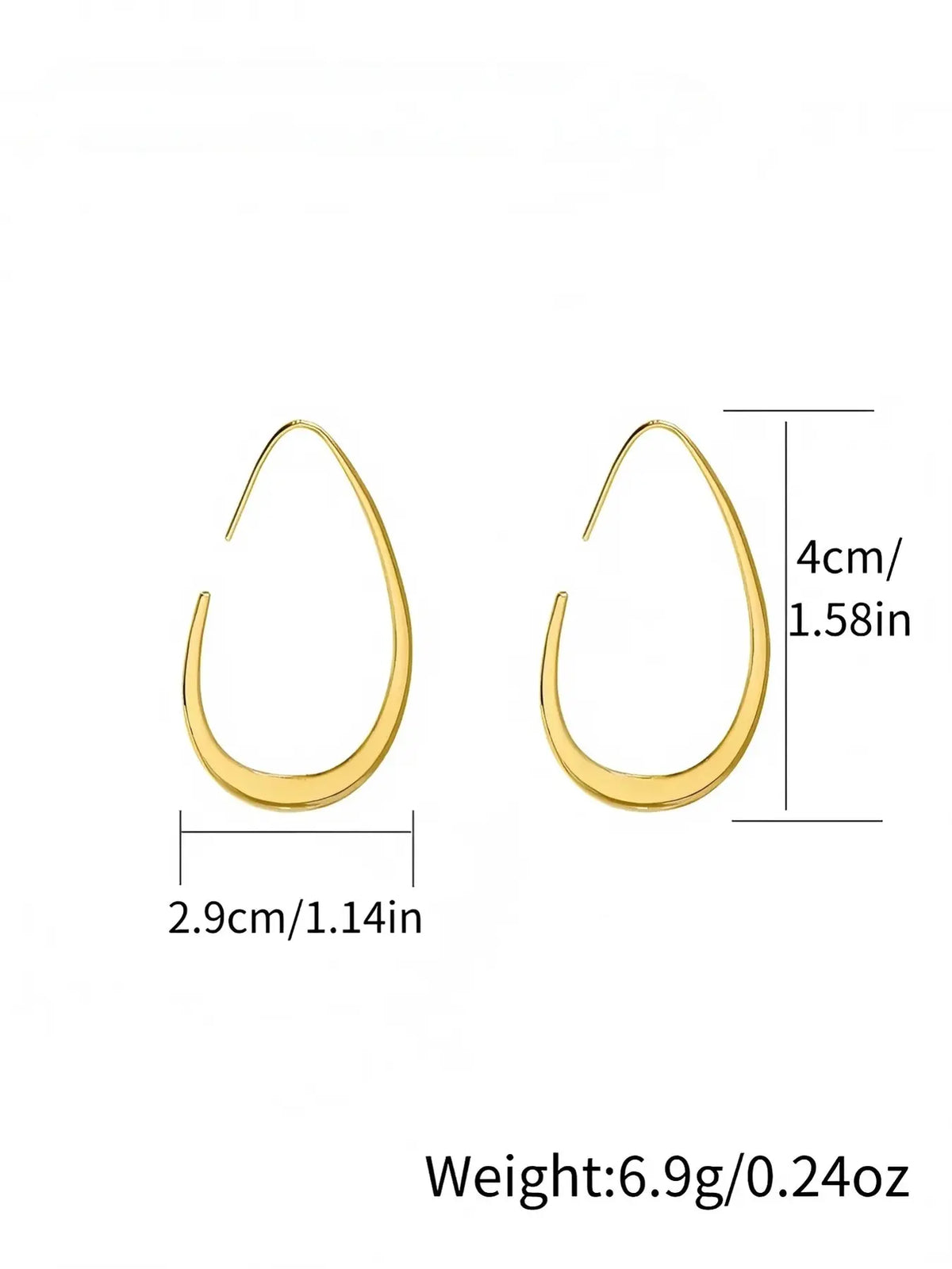 Hypoallergenic Gold Teardrop Hoop Earrings for Women ，Gold Plated Stainless Steel Large Oval Hoops, Tarnish Resistant, Comfortable Lightweight Earrings for Sensitive Ears, Ideal for Daily Wear & Gifting, High Quality Earrings, Stylish Jewelry