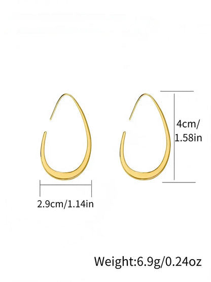 Hypoallergenic Gold Teardrop Hoop Earrings for Women ，Gold Plated Stainless Steel Large Oval Hoops, Tarnish Resistant, Comfortable Lightweight Earrings for Sensitive Ears, Ideal for Daily Wear & Gifting, High Quality Earrings, Stylish Jewelry