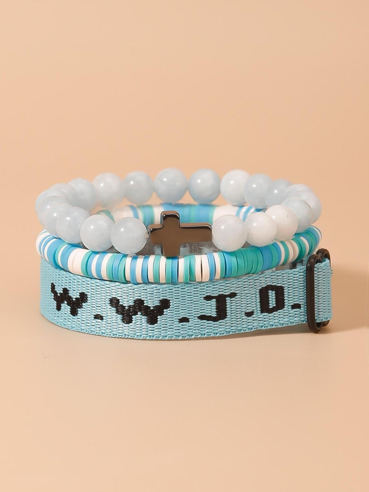 Wwjd Beaded Bracelet With Cross Charm, Exquisite Religious Jewelry Gift For Birthday, Cross Bracelets