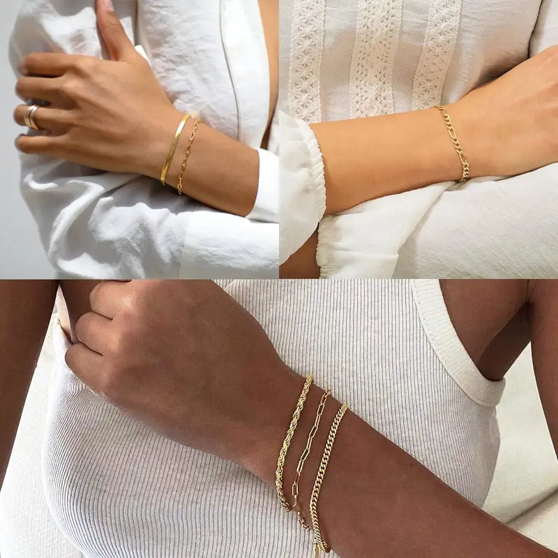 FREEKISS Bracelets For Women Jewelry Sets For Women Cute Tennis Bracelets For Fashion Cuban Link Paperclip Chain Dainty Bracelet Pack Gifts For Women Girls FallDealsForYou BlackFriday