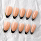 30PCS Black and Nude French Tip Press-On Nails, Polished Almond Shape Set Including Glue Tabs & Nail File, Press-On Wear Ready for Daily Wear, Wedding