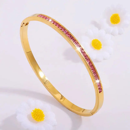 5PCS Elegant Fashion Bangle Bracelet Set Stackable Gold Bangle Bracelet Set for Women - Fashionable Eternal Lightweight Bangle with Pink Friendship & Love Heart Bracelet Jewelry Gift for Her for Parties, Gatherings and Birthday Gifts