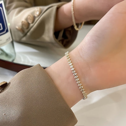 Charm Tennis Bracelet Luxury Roman Geometric Zirconia Stone Chain Bracelets for Women Trendy Goth Full Zirconia Marquise Trendy Wedding Jewelry Gift