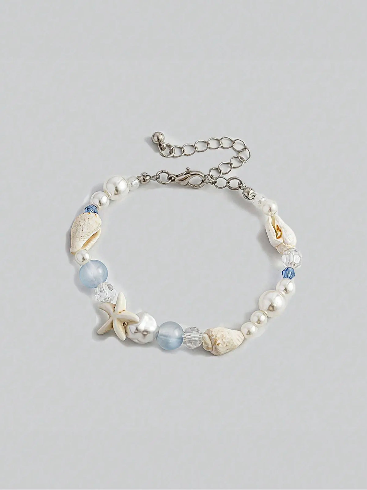 Boho Style Shell & Starfish & Faux Pearl Decorated Bracelet, Fashionable Jewelry for Women & Girls, Pretty Bracelet, Trendy All-match & Exquisite Jewelry for Birthday Gift, Trendy Jewellery Accessories, Pearl Beaded Bracelet, Aesthetic Jewelry