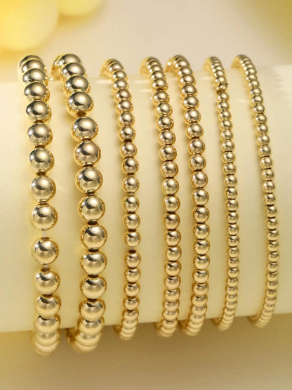 Women's Beaded Bracelet Set, 7 Counts/Set, Bracelet Bundle, Exquisite Trendy Bracelet, Elastic Rope Stackable Bracelets, Everyday & Party Jewelry for Women & Girls