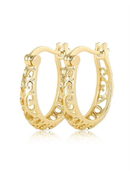1 Pair Hollow Out Copper Hoop Earrings, Circular Hoop Earrings, Hoop Shape Earrings, Simple Fashionable For Women, Anniversary Birthday Jewelry Gift