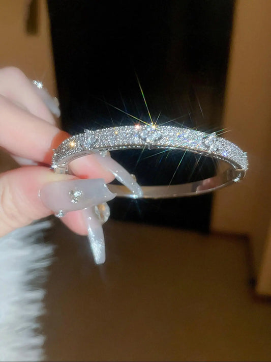 Elegant Rhinestone Zircon Bracelet for Women, Casual Floral Design, Perfect for Daily Wear and Parties, Ideal Gift Choice, Elegant Fashion Accessories