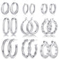 Turandoss 9 Pairs Gold Hoop Earrings for Women, Hypoallergenic Thick Lightweight Earring, 925 Sterling Silver Post 14K Real Gold Plated Chunky Hoop Earrings Set for Women for Jewelry Gifts