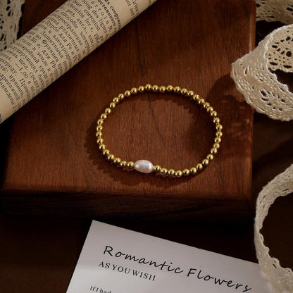 14K Gold Plated Beaded Stretch Bracelet for Women - Elegant CZ Stackable Jewelry, Non Tarnish, Perfect Gift for Friends & Mom,Dainty Gold Bracelet,Fashion Wrist Jewelry,Exquisite Bracelet,Stackable Bangle