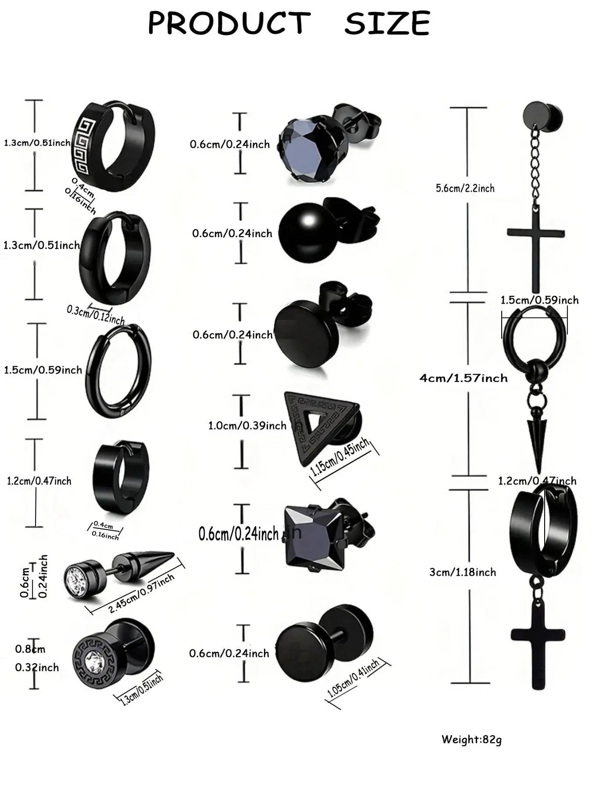 Men's Punk Style Cross & Spiral Design Earrings Set, Fashion Jewelry for Party, Daily Clothing Decor, Trendy All-match & Exquisite Jewelry for Birthday Gift #GLOBAL PICKS