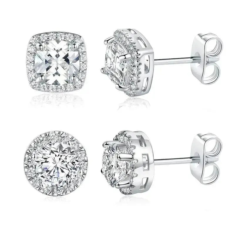 S925 Silver Stud Earrings - Classic &Fashion Ear Jewelry Perfect Birthday Mother'sDay Unisex Gift for Men Women Wedding Set