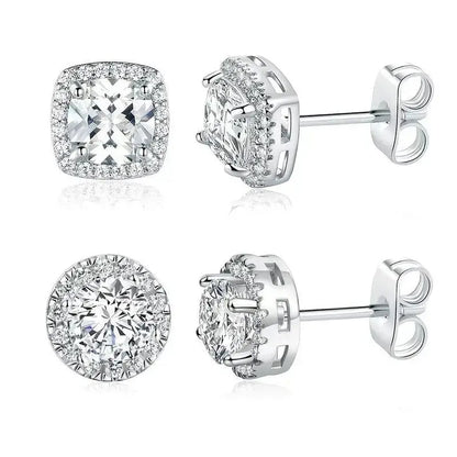 S925 Silver Stud Earrings - Classic &Fashion Ear Jewelry Perfect Birthday Mother'sDay Unisex Gift for Men Women Wedding Set