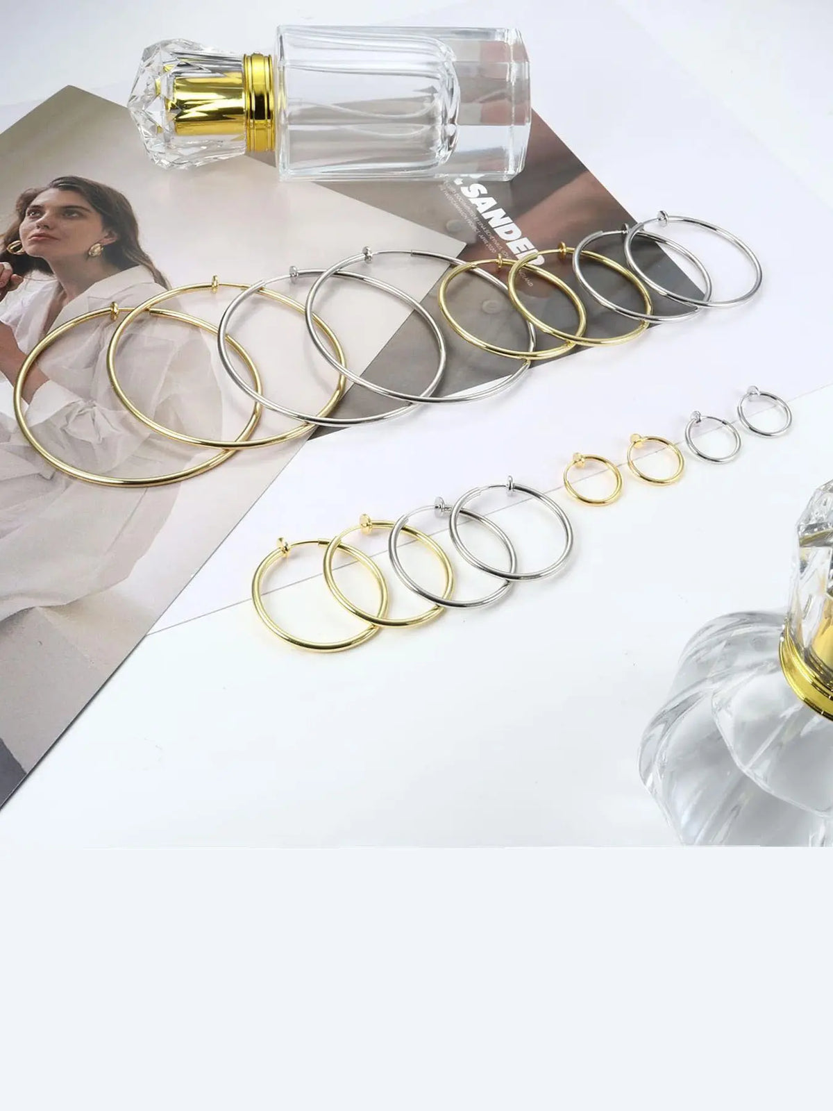 8 Pairs Clip-on Hoop Earrings, Casual Earrings Set, Stainless Steel Clip-on Earrings for Women, Fake Hoops for Non-pierced Ears, Spring Design Trendy Jewelry, Fashionable Jewelry Accessories, Non Piercing Earrings