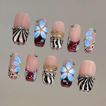 NailVesta GILDED NILE – 100% Handcrafted 3D Press-On Nails | Reusable, Long-Lasting, Salon-Quality Purified Acrylic Dip Powder Halo Mined Removable