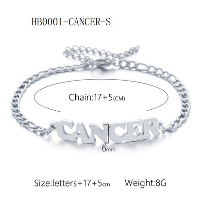 Women's 3:1 Fergal Constellation Bracelets for Women - Hypoallergenic Tarnish Proof Stainless Steel, Waterproof, English Letter Accents, Golden & Silvery Metal Chain Link, Zodiac Signs Female All Seasons Daily Wear Costume Jewelry