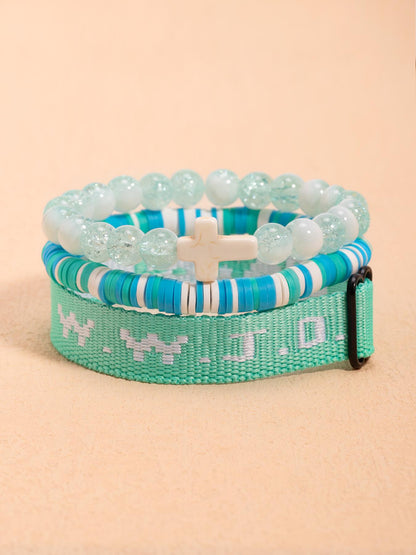 Wwjd Beaded Bracelet With Cross Charm, Exquisite Religious Jewelry Gift For Birthday, Cross Bracelets