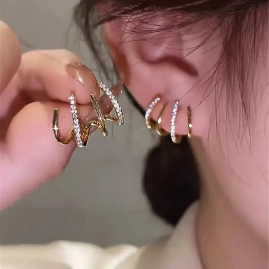 Tewiky Claw Zircon Silver Earrings for Women, 14K Gold Plated/Sterling Silver Claw Earrings Cuff Hypoallergenic Ear Wrap Trendy Cubic Zirconia Warp Cuff Earrings For Valentine's Day gifts