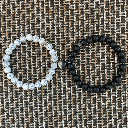 TMANI 2pcs Couple's Magnetic Heart Beads Bracelets, Cute Cat Spider Pendant Jewelry, Friendship Beads Bracelets & Bangles, Gift-Ready Set for Women, Gifts for Girlfriend