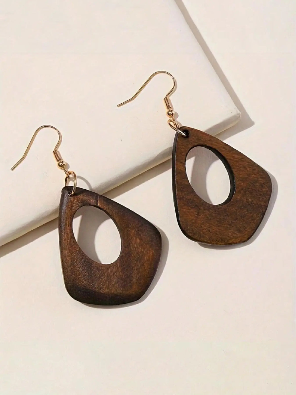 Wooden Dangle Earrings, Crafted From Wood Boho Style Hollow Out Geometric Design Earrings, Fashion Jewelry Accessories for Women & Girls, Unique Design Earrings, Earrings Set