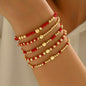 5pcs Retro Bohemian Style Versatile, Easy And Random CCB Glass Bead Elastic Layered Bracelet Set Suitable for Women'S Daily Vacation Matching
