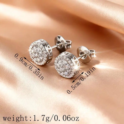 Moissanite Stud Earrings for Men Women 14K Gold Plated S925 Sterling Silver 6mm Round Halo Cluster Iced Out, Hypoallergenic Secure Friction Backs for Everyday & Special Occasions with Gift Box