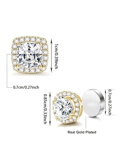 Women's Elegant Rhinestone Clip Earrings Set, High-Quality Stainless Steel, Perfect for All Seasons, DIY Party Accessories