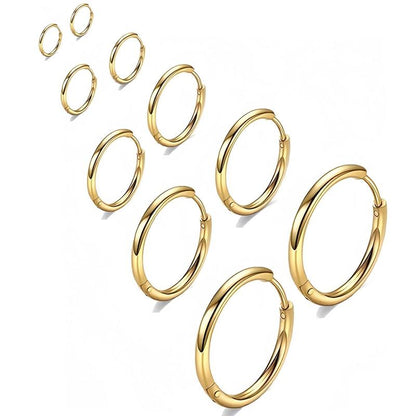 5 Pairs 14K Gold Plated Huggie Small Hoop Earrings Set for Women Men, Hypoallergenic Hoop Earrings for Cartilage, Lightweight Stackable Earrings for Sensitive Ears